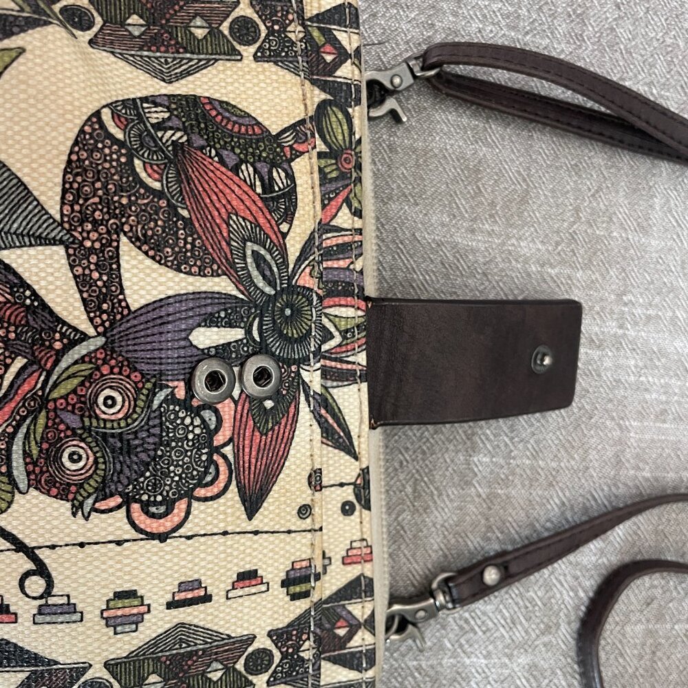 Sakroots Crossbody Wallet, Purse, Cellphone Carrier Floral Owl Coated Canvas! - Picture 4 of 8